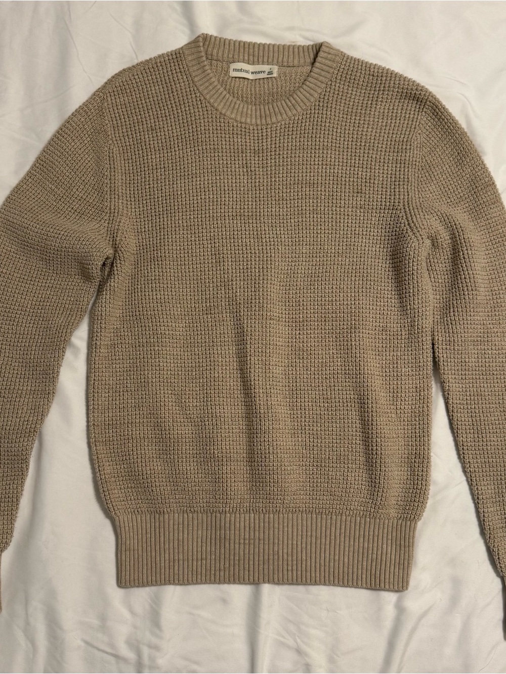 Men's Textured Crewneck Sweater in Taupe